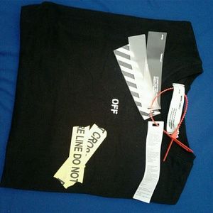 OFF WHITE - Black & Yellow Striped Firetape Large